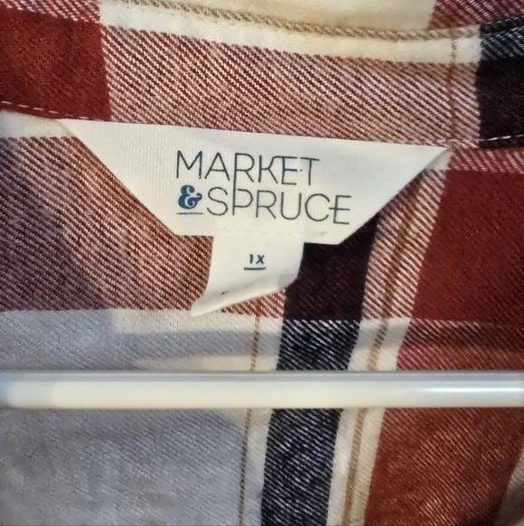 Market And Spruce Red, White And Navy Plaid Button-Up Shirt - Picture 2 of 2